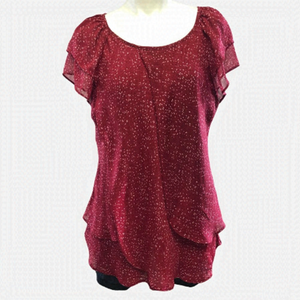 Alfred Sung Red Capped Sleeve Blouse